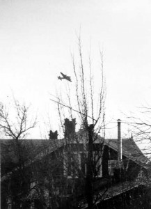 The Liberty Lady flies over the village of Hemse. March 6, 1944.