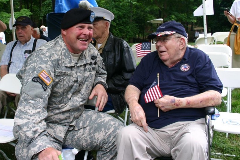 Colonel Michael Steele and USAAF WWII veteran Monroe "Buddy" Stamps
