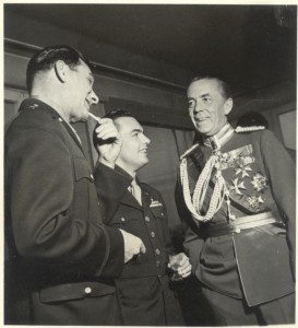 1945 January 18.  Harley Robertson, Captain Robb, and Count Folke Bernadotte