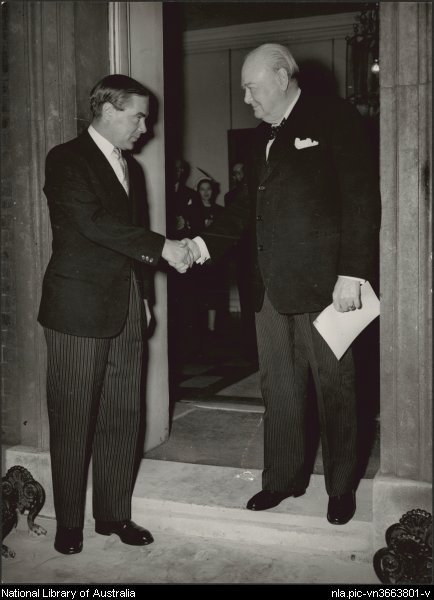 Sir Winston Spencer Churchill accepts Nobel Prize for Literature from Gunnar Hägglöf, 1953