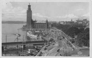 Stadshuset ~ Stockholm's City Hall on a 1945 postcard