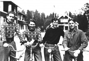 Four members of the crew at Loka Brunn, Sweden ... Matichka, Morris, Stevens, Nelson