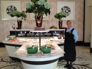 Our adorable waitress at the Grand Hotel smörgåsbord
