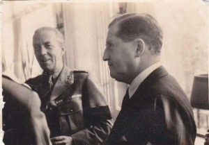 Count Bernadotte with the American Minister Herschel Johnson, Stockholm 1944. From the wartime scrapbook of Herman F. Allen