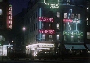 Stureplan in lights ~ 1943. This is the photo I brought with me. (Wikimedia Commons)
